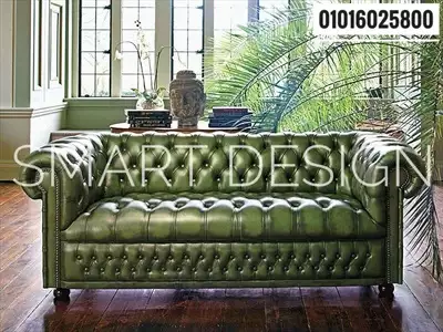  صورة 1 Classy ​​classic reception sofa كنبة استقبال كلاسيك راقي خشب زان جلد كابوتنيه