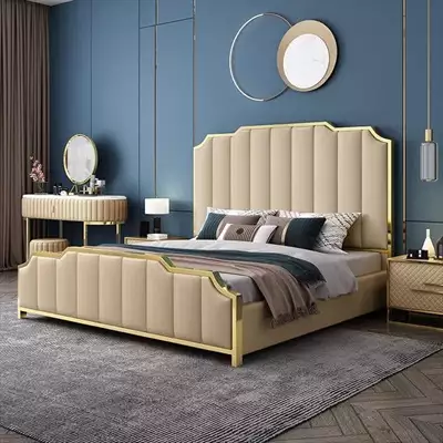  صورة 2 Light luxury leather art bed