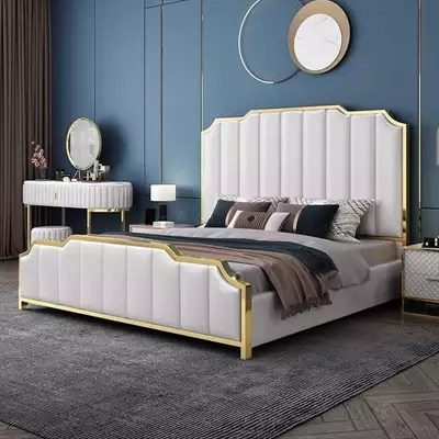  صورة 1 Light luxury leather art bed