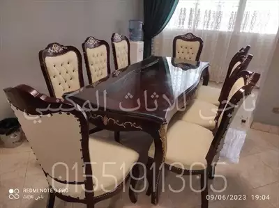  صورة 1 ترابيزة اجتماعات خشب زان مطعم نحاس كراسي جلد فينسي