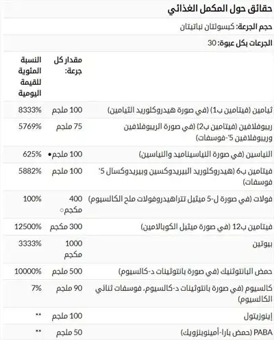  صورة 2 فيتامين B COMPLEX النشط حيويا تركيبه شاملة والاكثر توافر حيوي